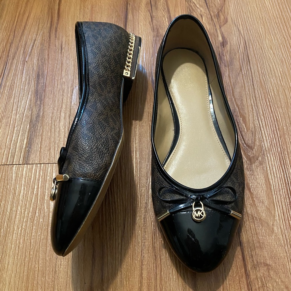 Michael Kors Logo Flats with Chain Heel Detail